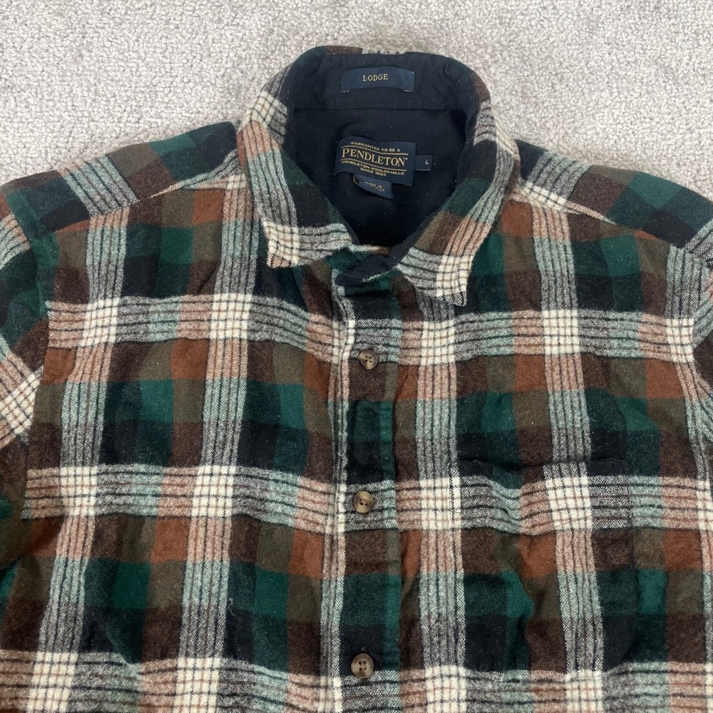 Pendleton Lodge Shirt Mens Small Wool Plaid Lined Lumberjack (Sz Tag L)